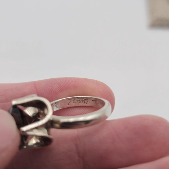 Size 6.75 Sterling Silver Round Smoky Quartz Gem Ring A2045 - Picture 8 of 11